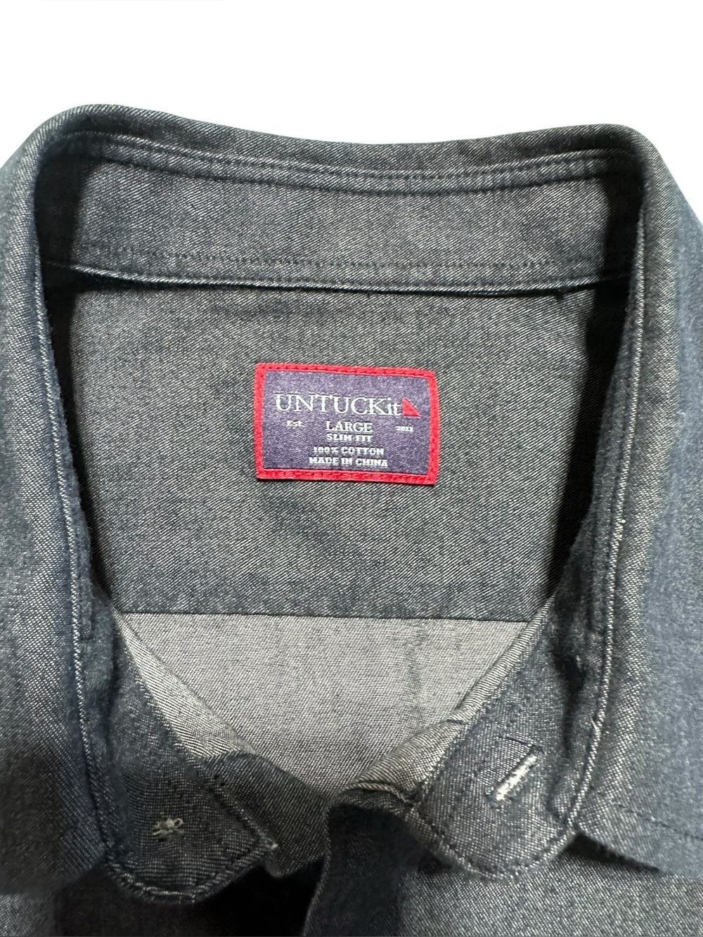 UNTUCKit Men's Charcoal Gray Long-Sleeve Button-Down Shirt Slim Fit L - Picture 4 of 11